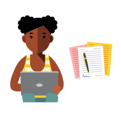 Single parent working on job applications